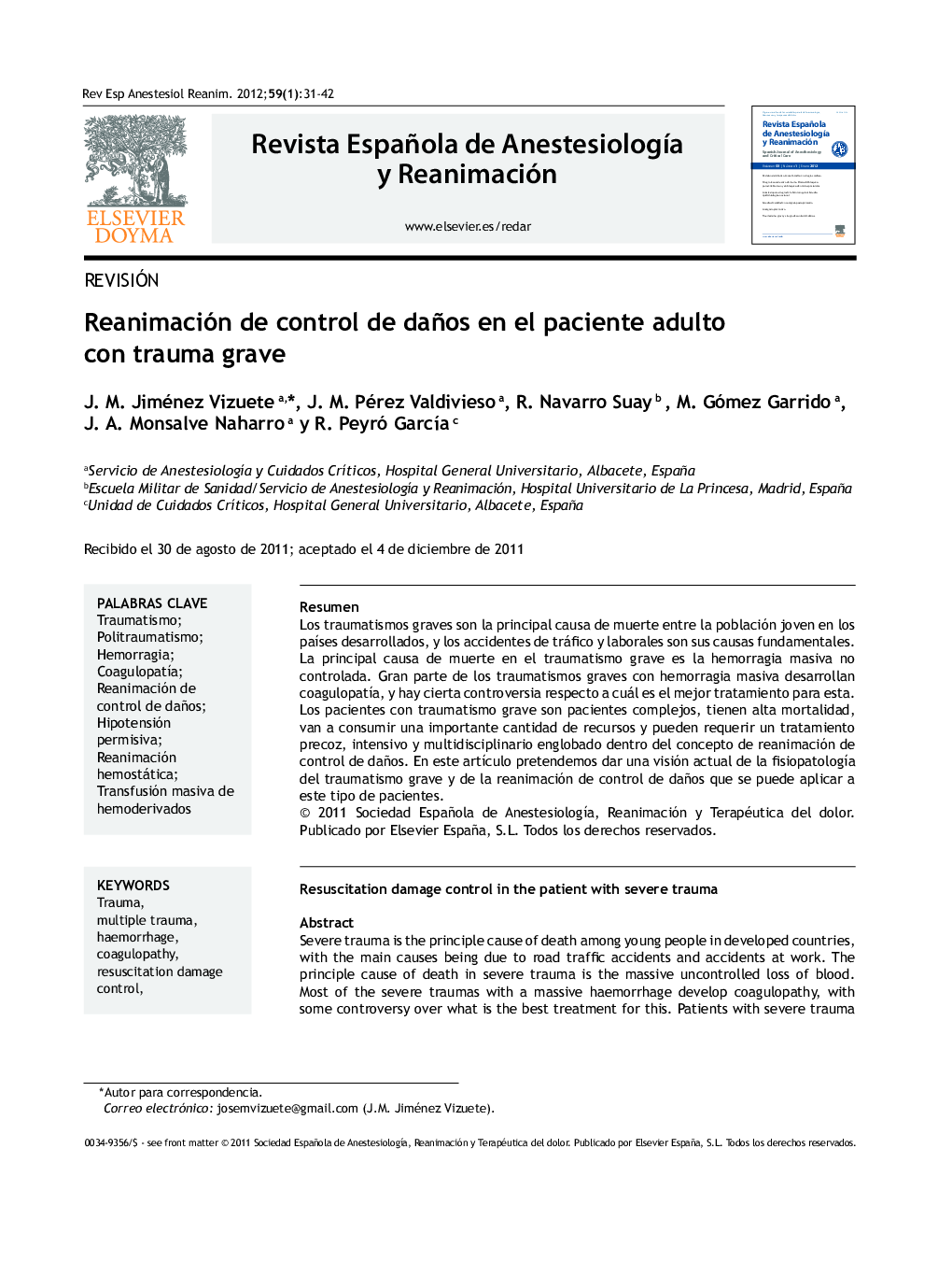 Reanimación de control de daños en el paciente adultocon trauma grave