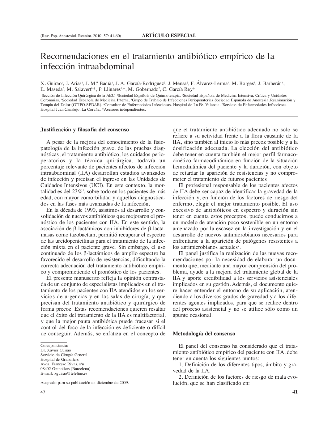 عکس صفحه اول مقاله: Recomendaciones en el tratamiento antibiótico empÃrico de la infección intraabdominal Recomendaciones en el tratamiento antibiótico empÃrico de la infección intraabdominal