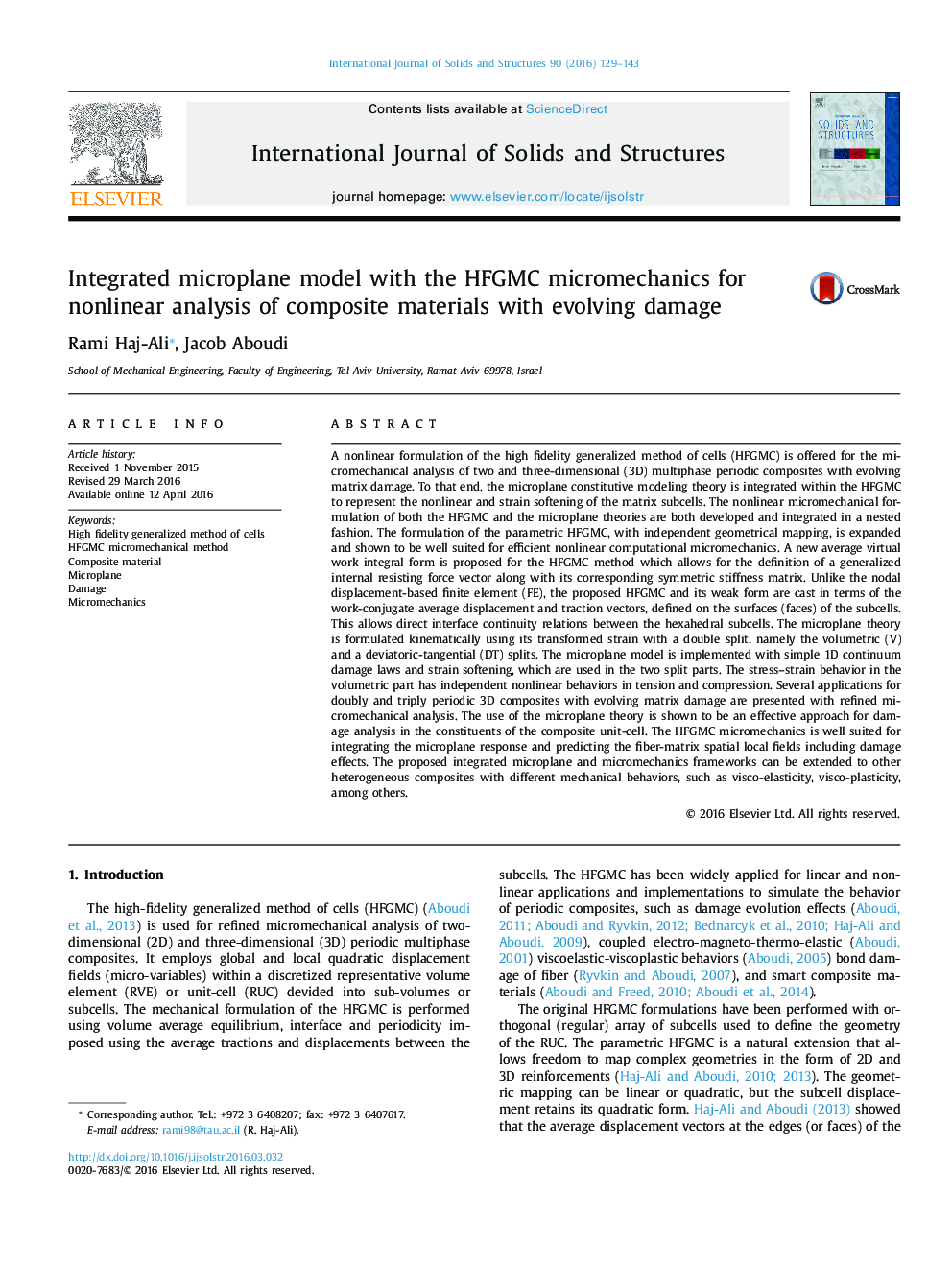 Integrated microplane model with the HFGMC micromechanics for nonlinear analysis of composite materials with evolving damage