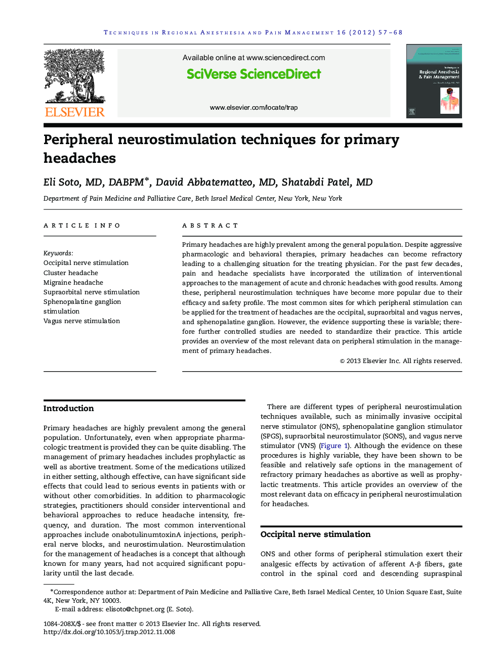 Peripheral neurostimulation techniques for primary headaches