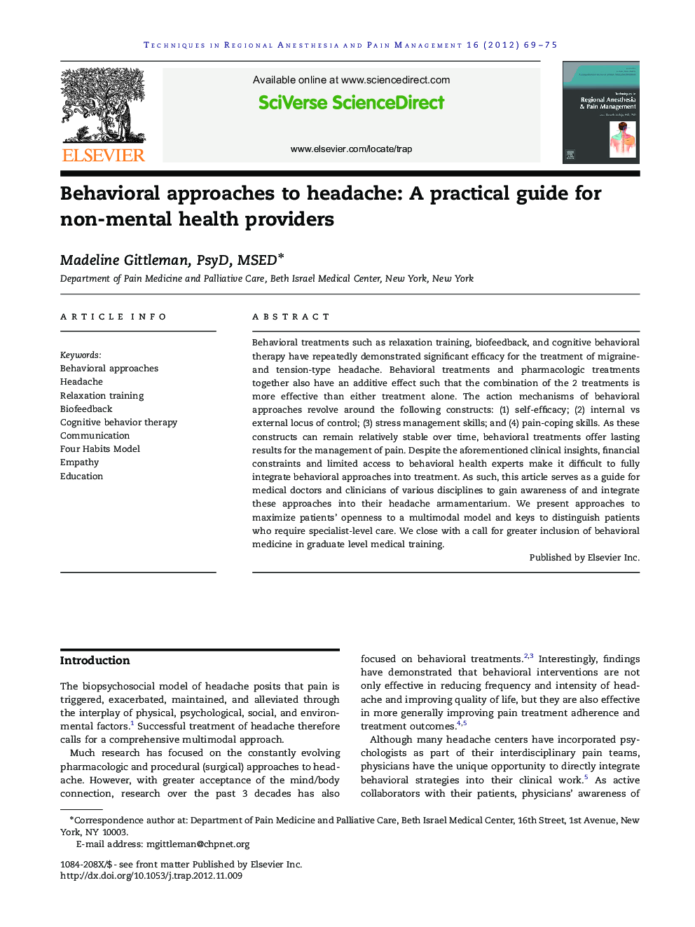 Behavioral approaches to headache: A practical guide for non-mental health providers