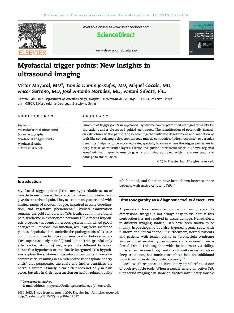 Myofascial trigger points: New insights in ultrasound imaging