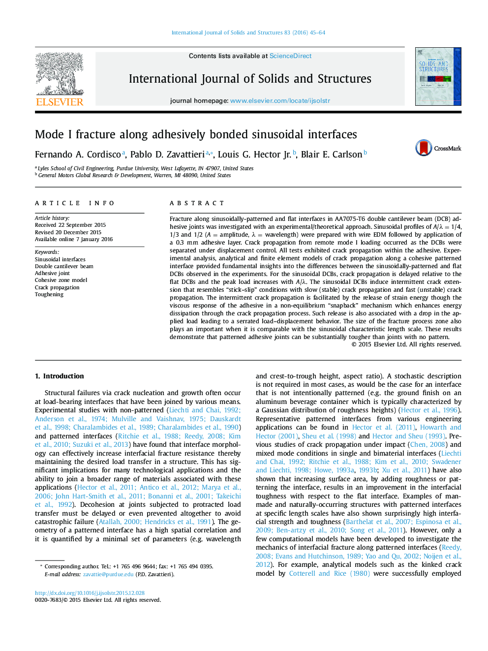 Mode I fracture along adhesively bonded sinusoidal interfaces
