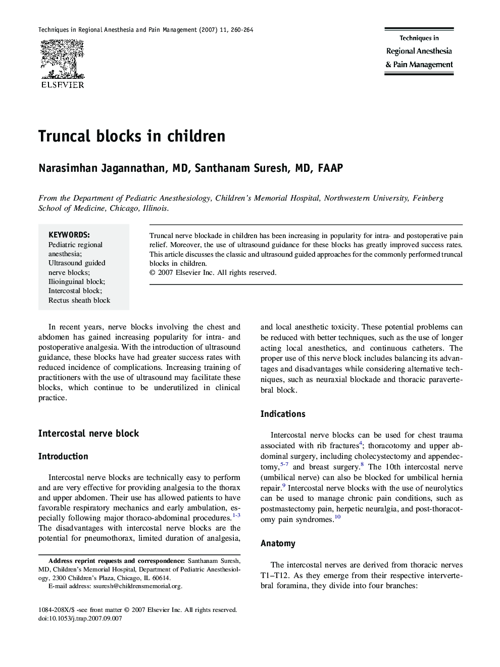 Truncal blocks in children