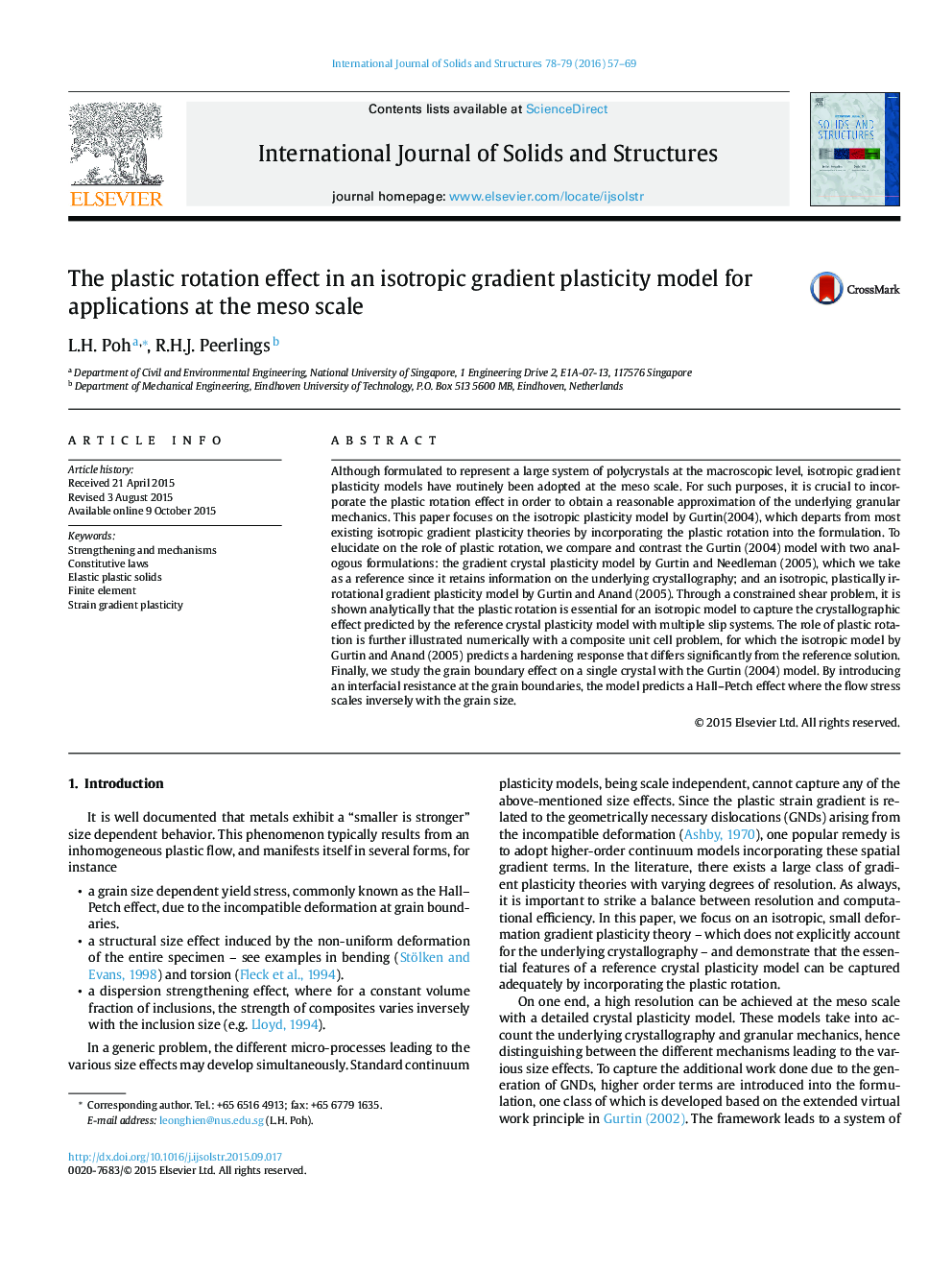 The plastic rotation effect in an isotropic gradient plasticity model for applications at the meso scale