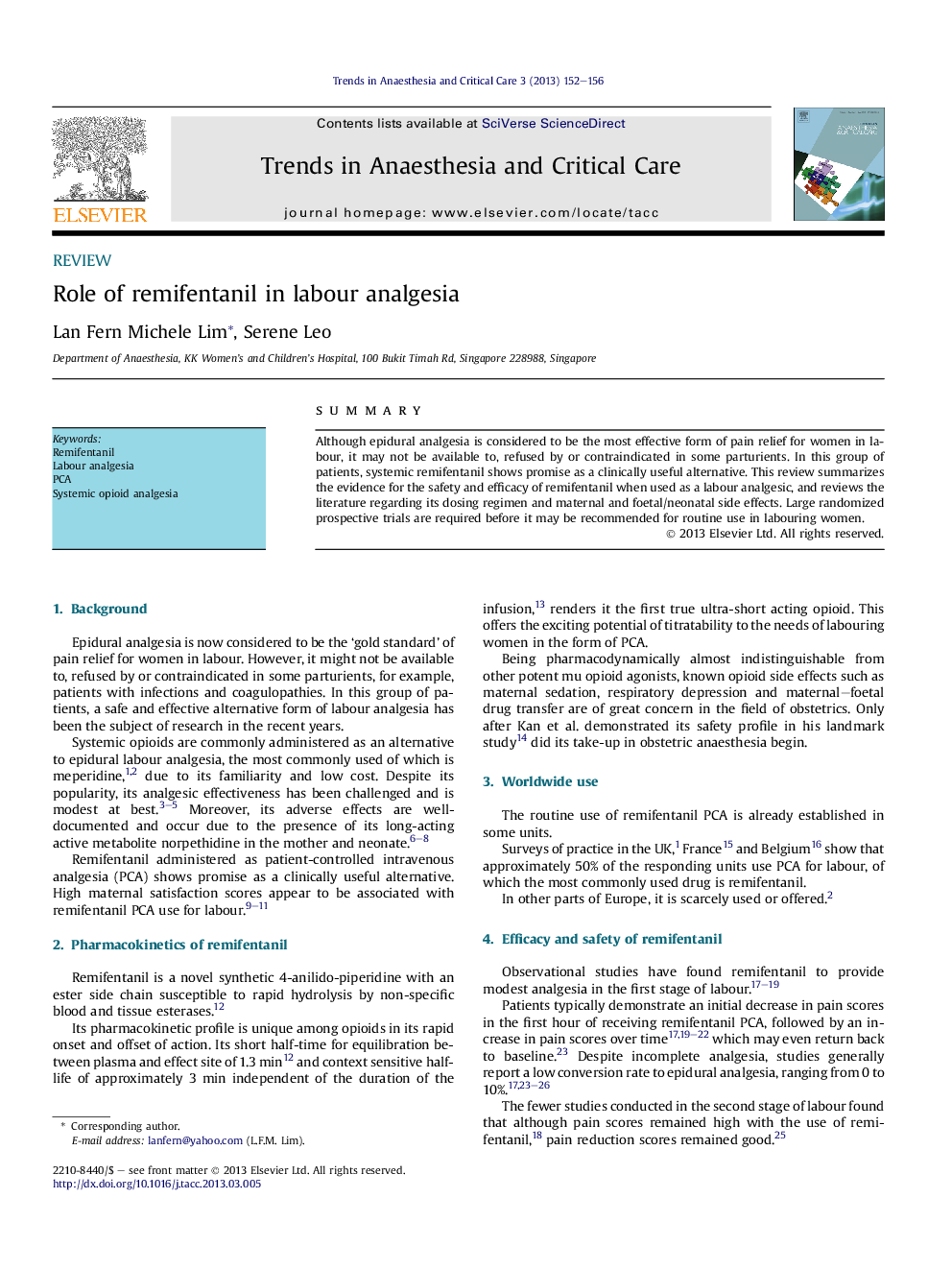 Role of remifentanil in labour analgesia