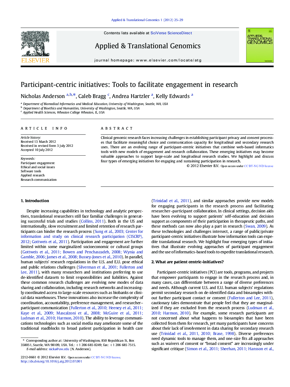 Participant-centric initiatives: Tools to facilitate engagement in research