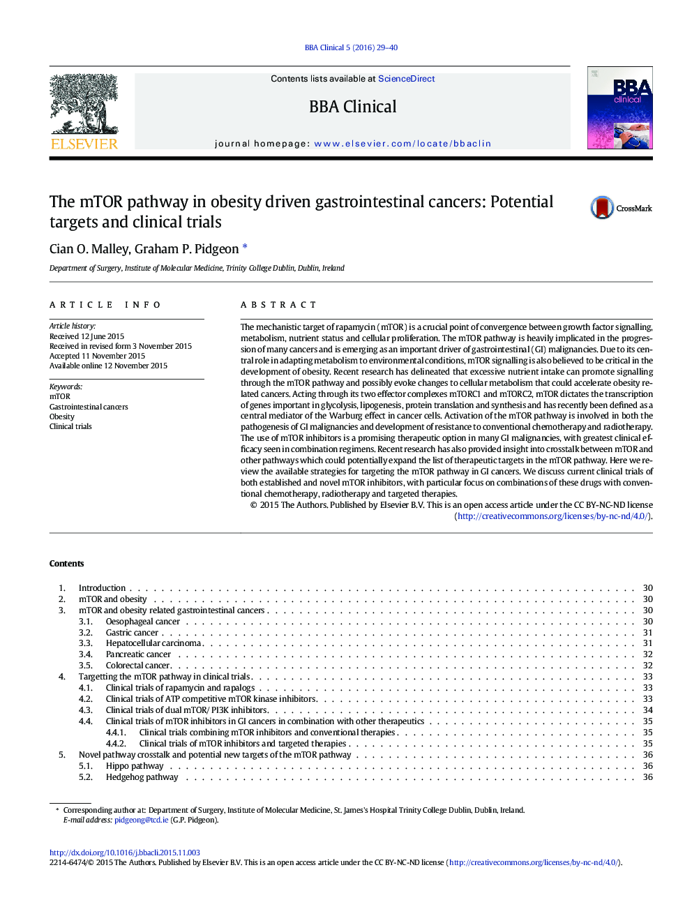 The mTOR pathway in obesity driven gastrointestinal cancers: Potential targets and clinical trials