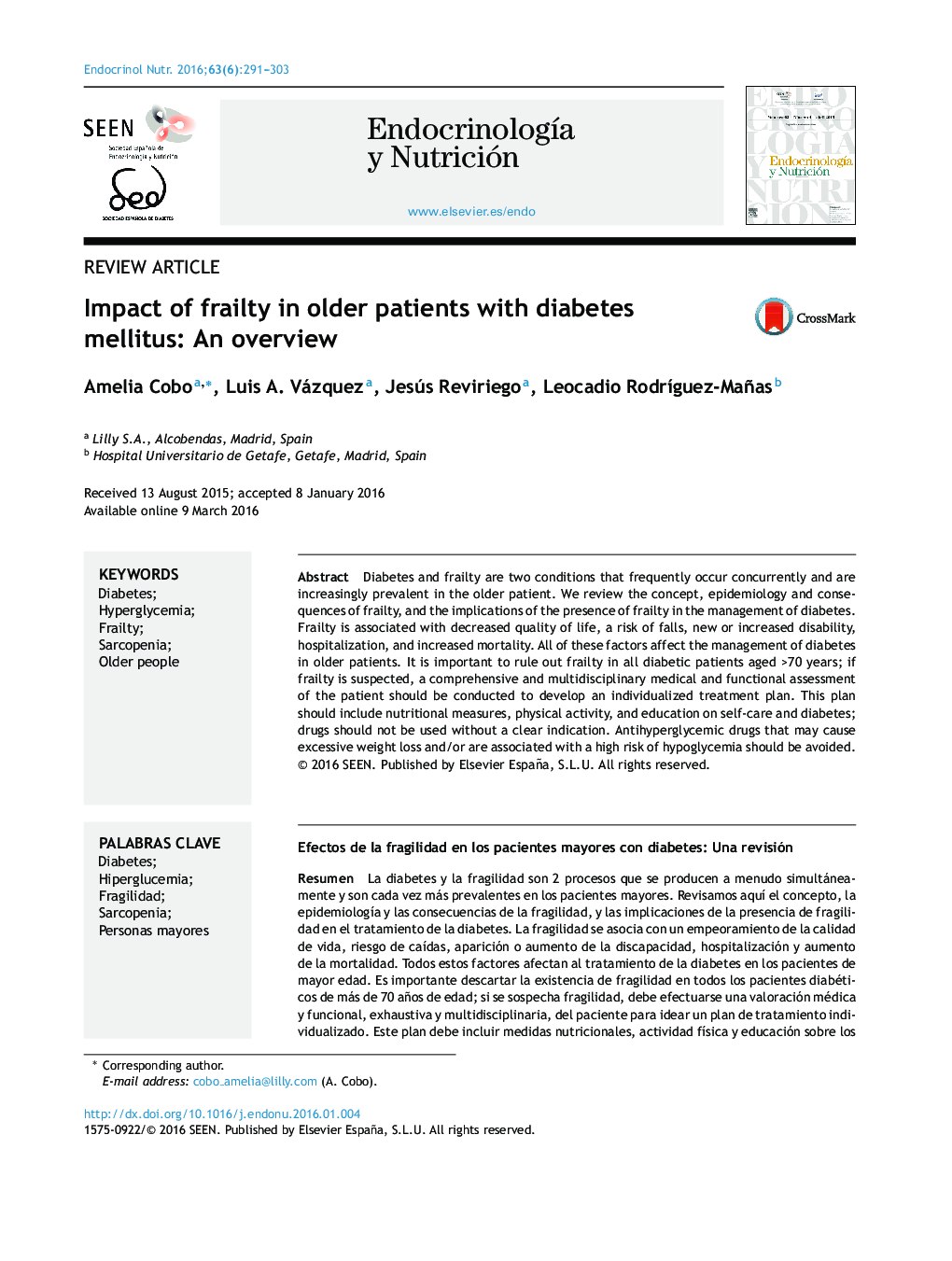 Impact of frailty in older patients with diabetes mellitus: An overview