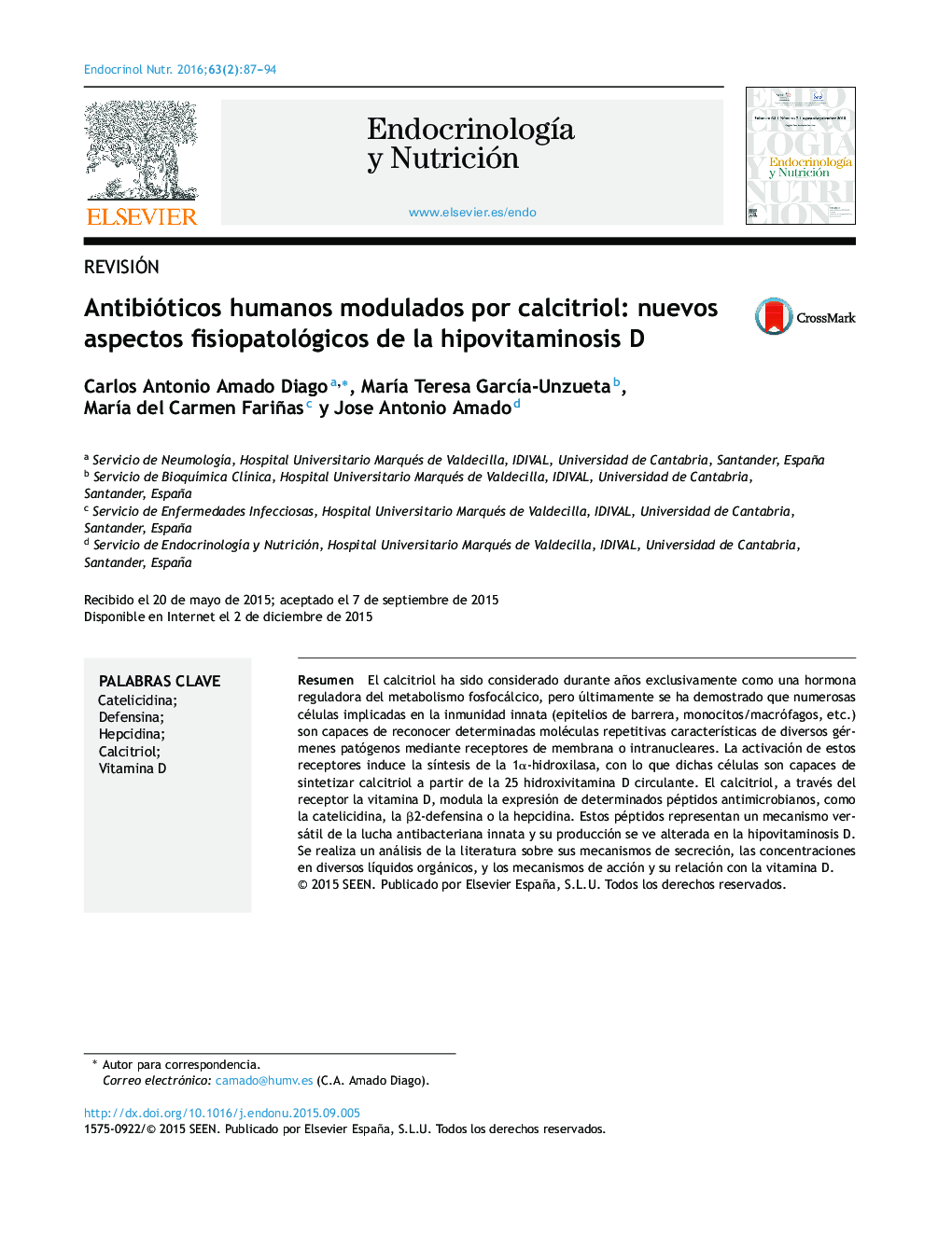 Antibióticos humanos modulados por calcitriol: nuevos aspectos fisiopatológicos de la hipovitaminosis D