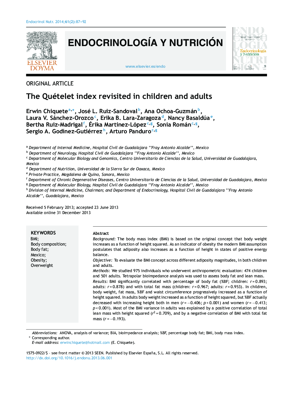 The Quételet index revisited in children and adults