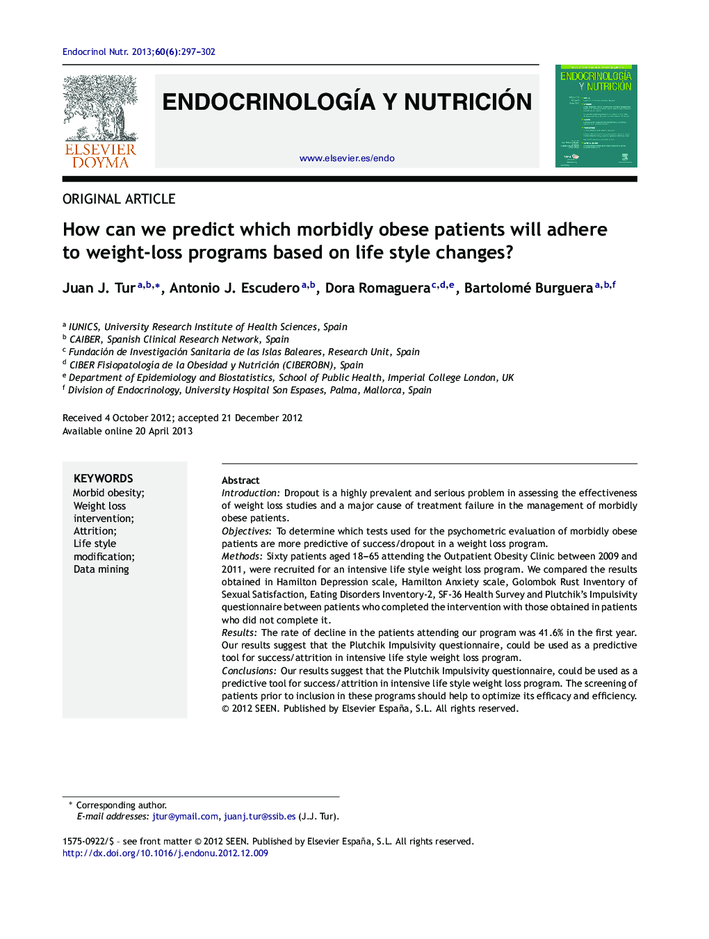 How can we predict which morbidly obese patients will adhere to weight-loss programs based on life style changes?