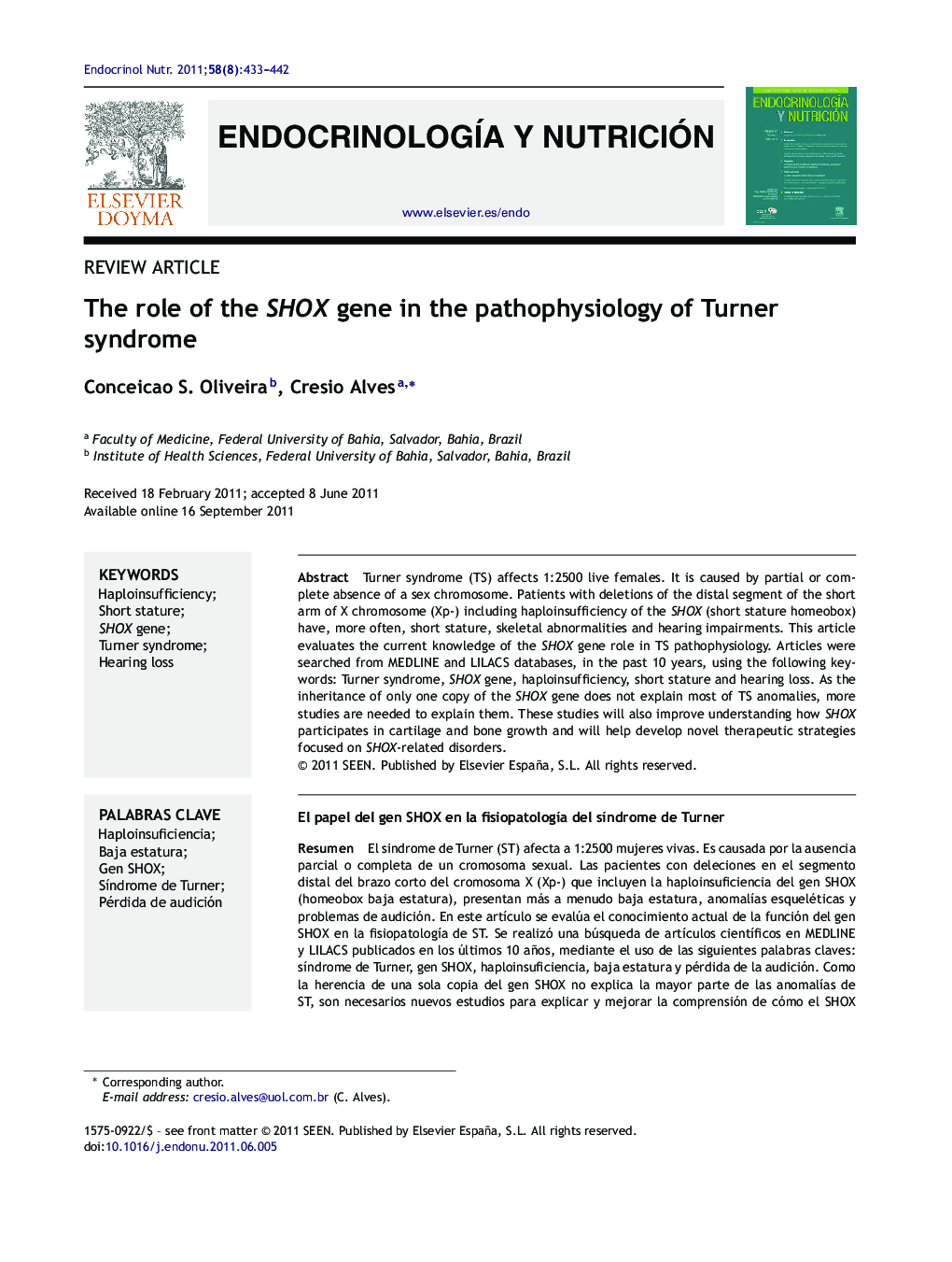 The role of the SHOX gene in the pathophysiology of Turner syndrome