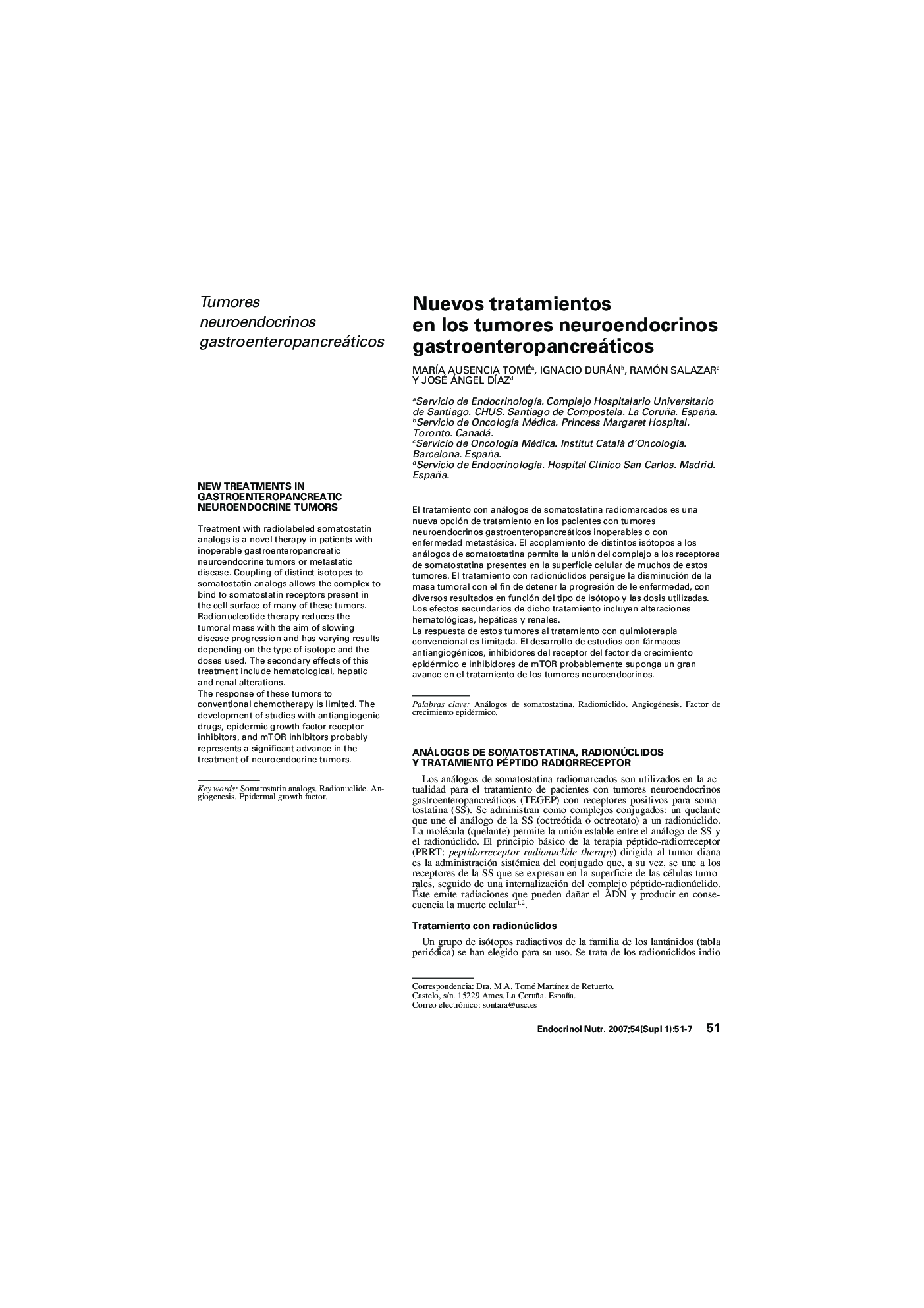 Nuevos tratamientos en los tumores neuroendocrinos gastroenteropancreáticos