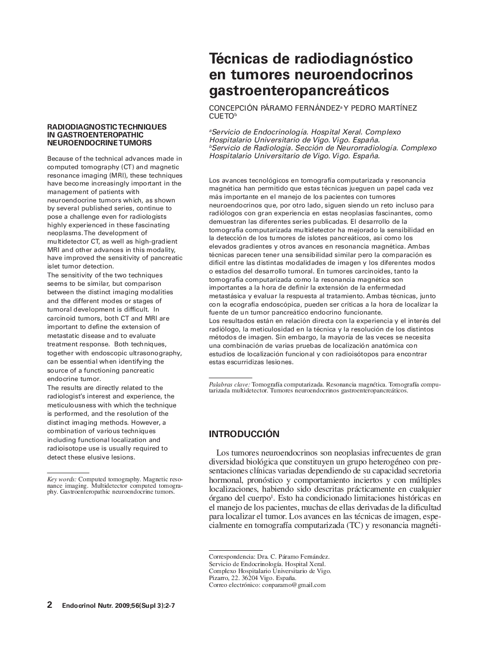 Técnicas de radiodiagnóstico en tumores neuroendocrinos gastroenteropancreáticos