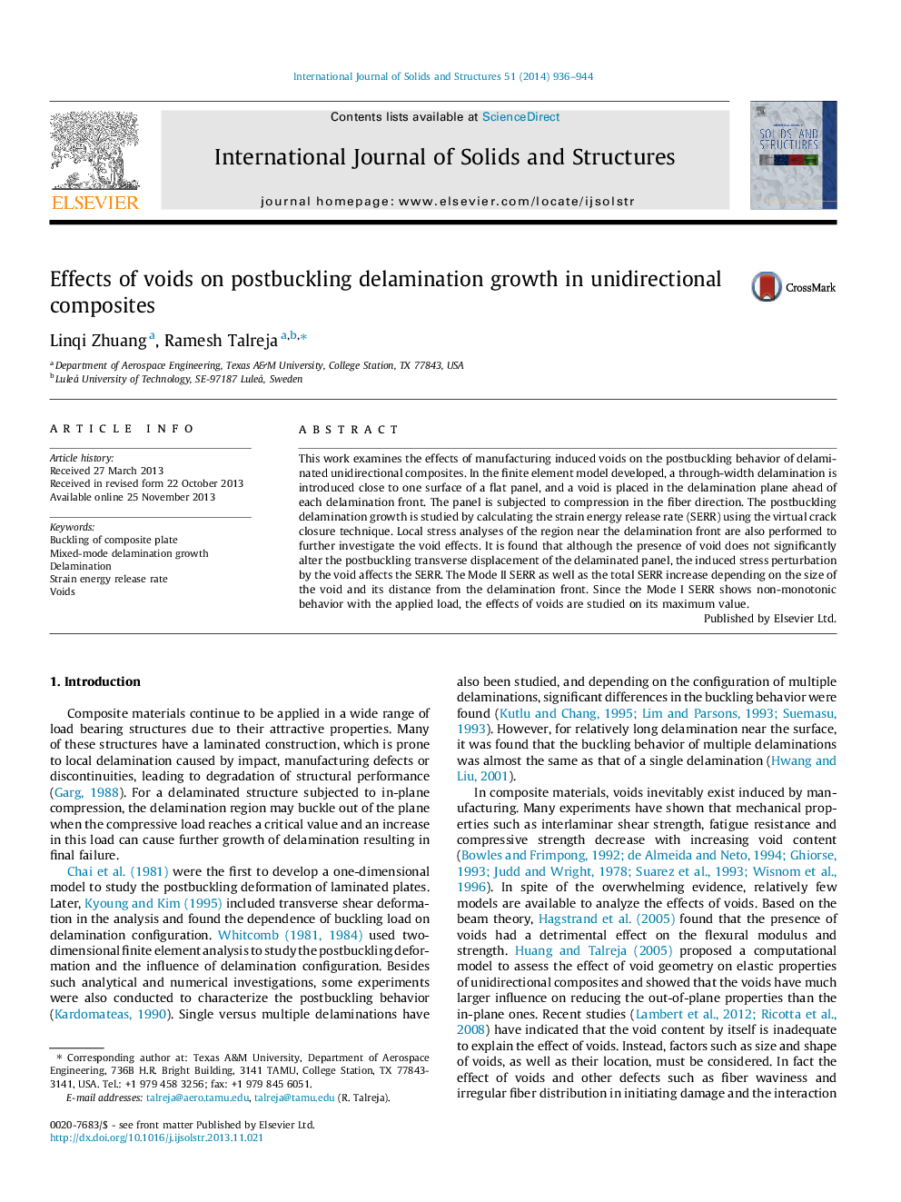 Effects of voids on postbuckling delamination growth in unidirectional composites