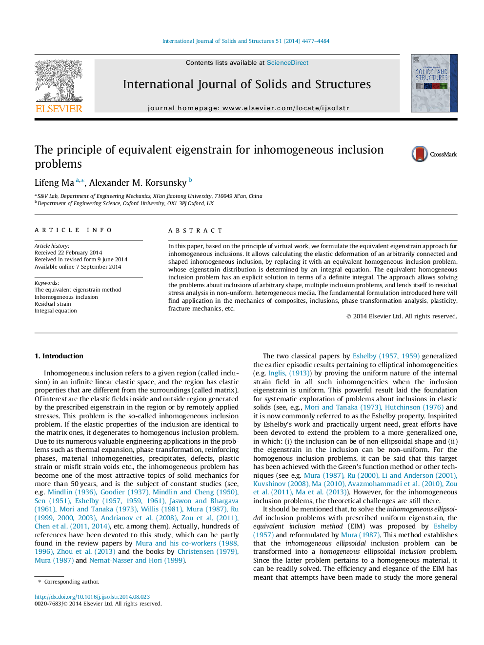 The principle of equivalent eigenstrain for inhomogeneous inclusion problems