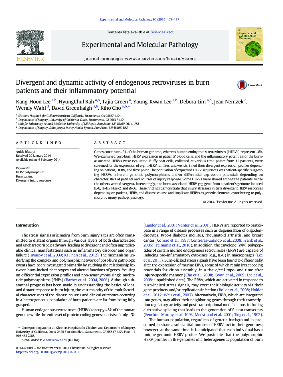 عکس صفحه اول مقاله: Divergent and dynamic activity of endogenous retroviruses in burn patients and their inflammatory potential Divergent and dynamic activity of endogenous retroviruses in burn patients and their inflammatory potential