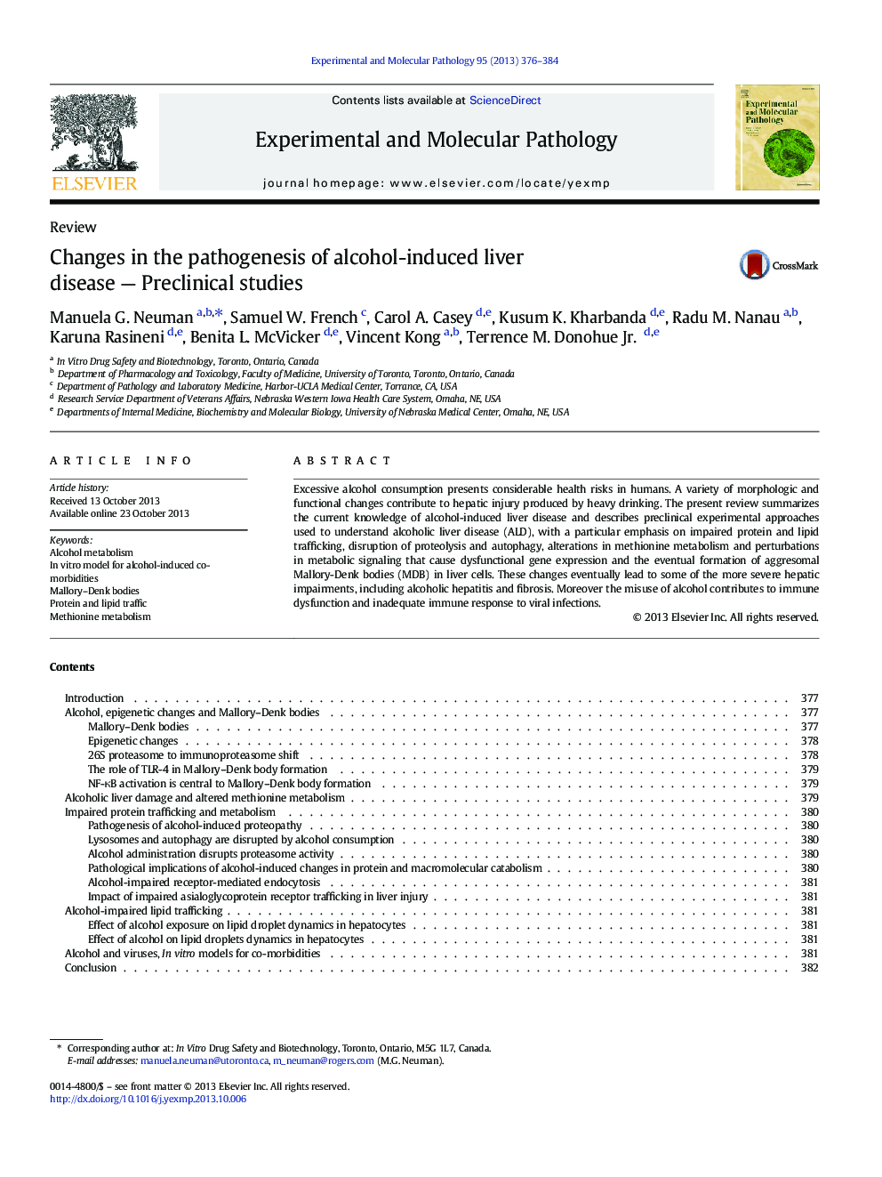 Changes in the pathogenesis of alcohol-induced liver disease — Preclinical studies