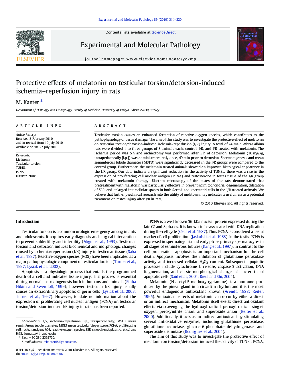 Protective effects of melatonin on testicular torsion/detorsion-induced ischemia–reperfusion injury in rats