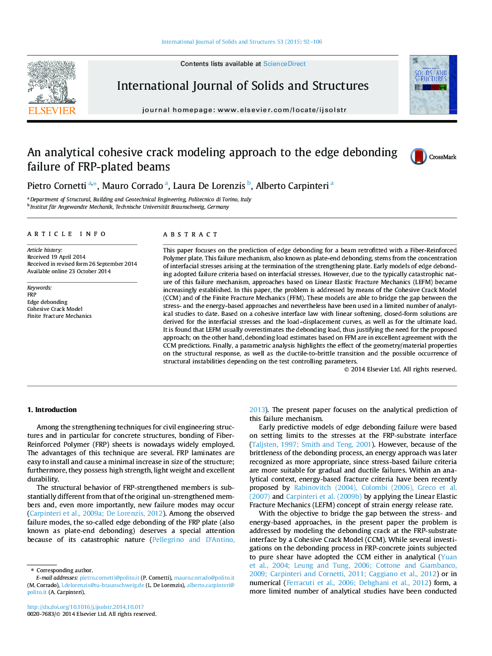 An analytical cohesive crack modeling approach to the edge debonding failure of FRP-plated beams