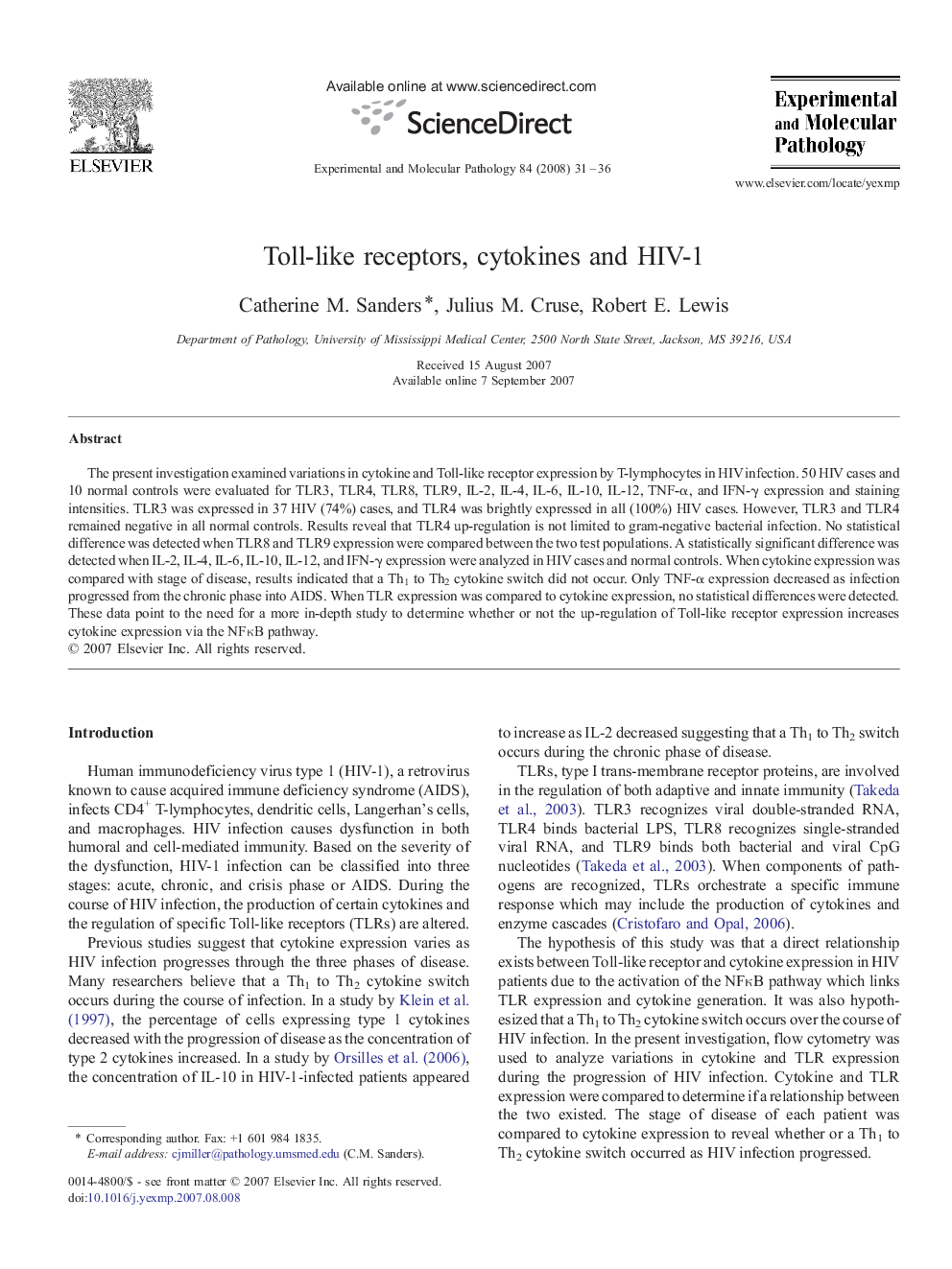 Toll-like receptors, cytokines and HIV-1