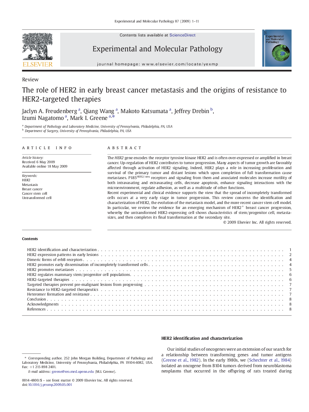 The role of HER2 in early breast cancer metastasis and the origins of resistance to HER2-targeted therapies