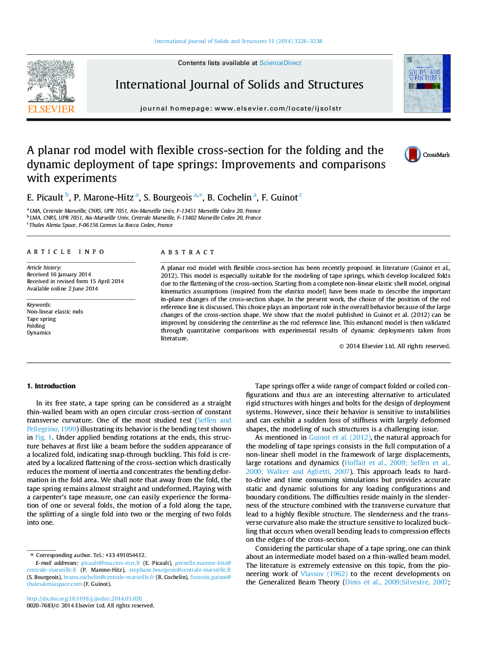 A planar rod model with flexible cross-section for the folding and the dynamic deployment of tape springs: Improvements and comparisons with experiments