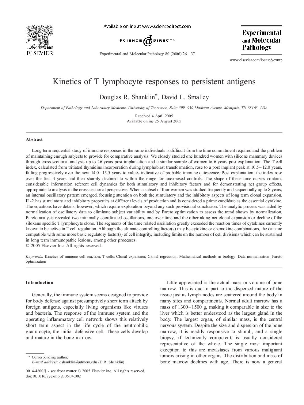 عکس صفحه اول مقاله: Kinetics of T lymphocyte responses to persistent antigens Kinetics of T lymphocyte responses to persistent antigens