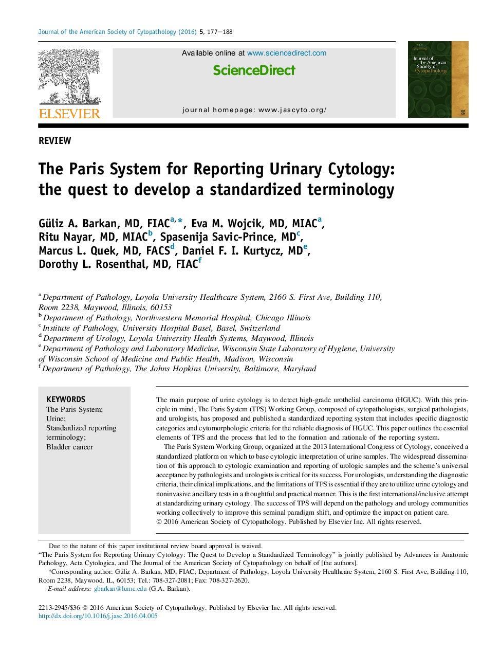 The Paris System for Reporting Urinary Cytology: the quest to develop a standardized terminology 