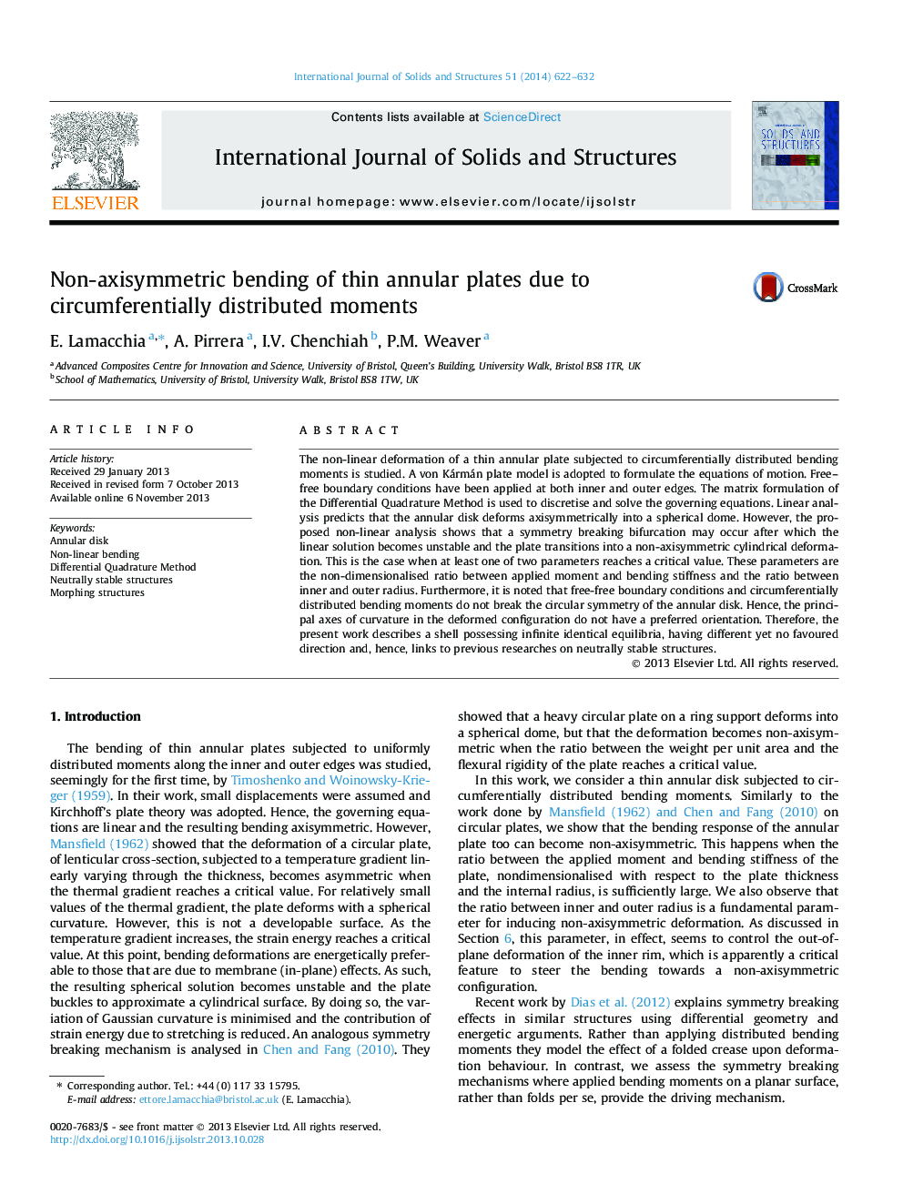 Non-axisymmetric bending of thin annular plates due to circumferentially distributed moments