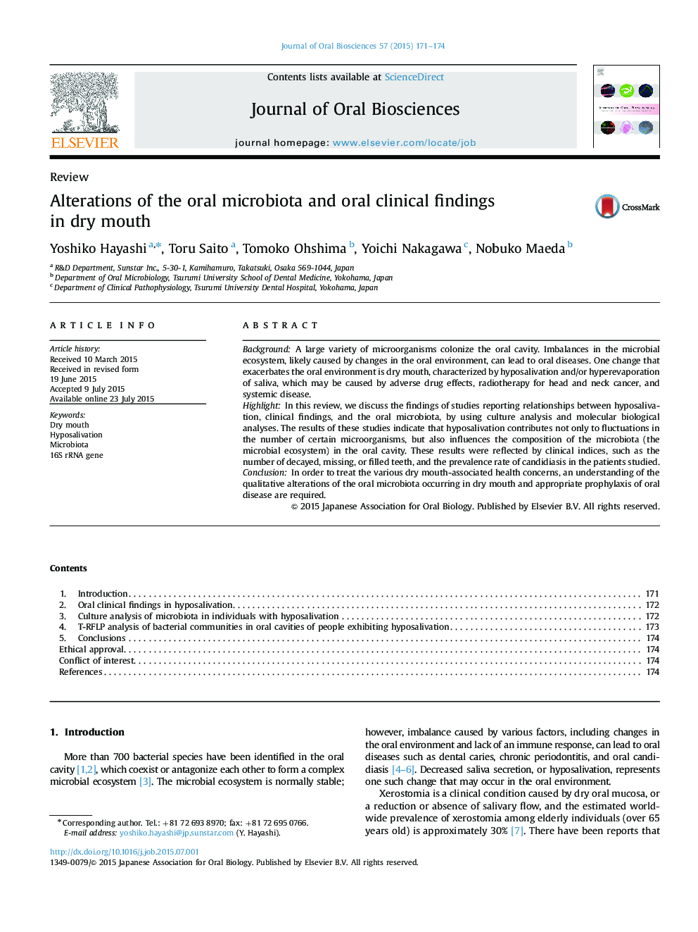 Alterations of the oral microbiota and oral clinical findings in dry mouth