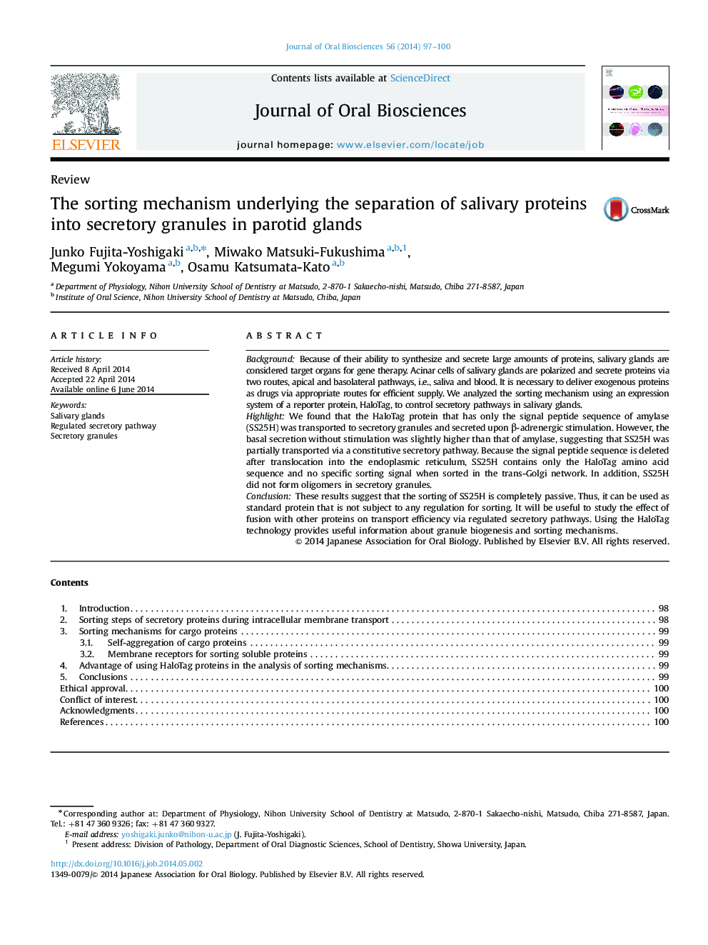 The sorting mechanism underlying the separation of salivary proteins into secretory granules in parotid glands