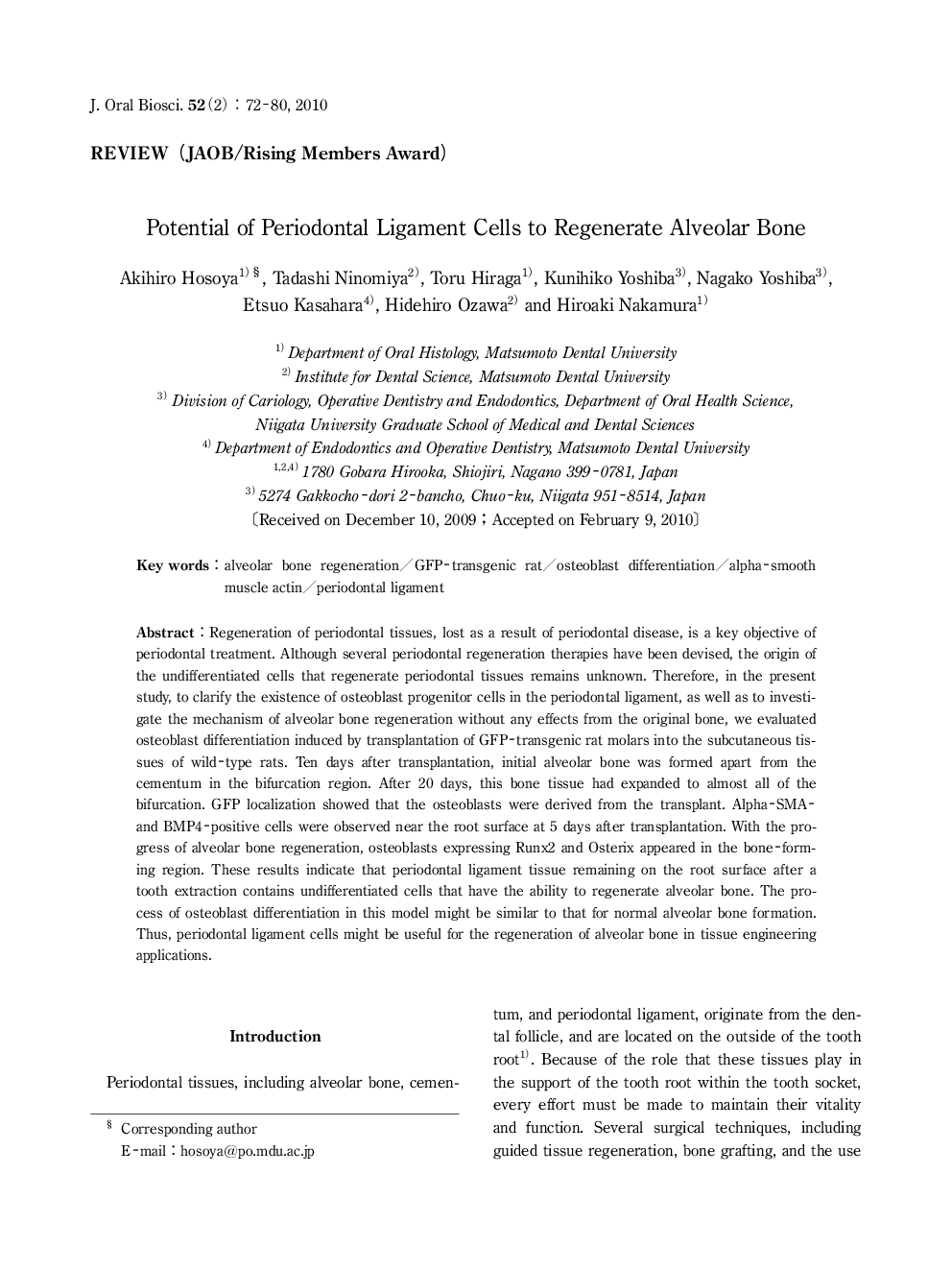 Potential of Periodontal Ligament Cells to Regenerate Alveolar Bone