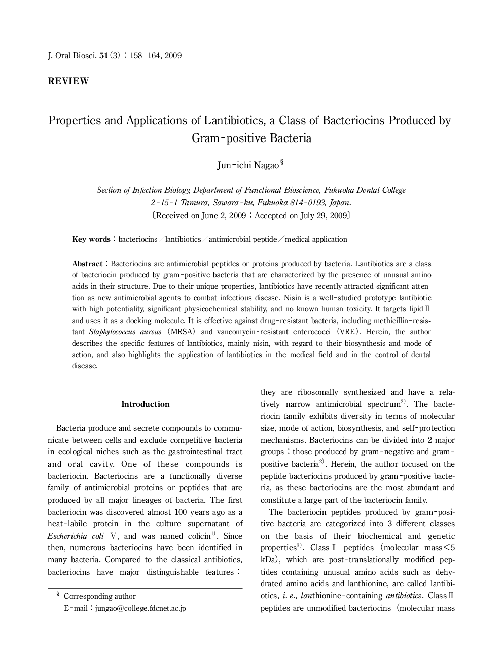 Properties and Applications of Lantibiotics, a Class of Bacteriocins Produced by Gram-positive Bacteria