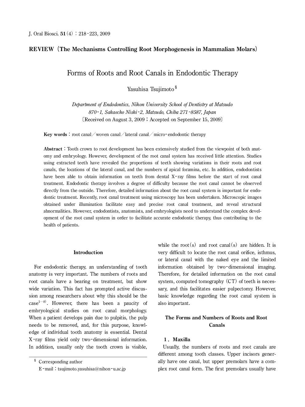 Forms of Roots and Root Canals in Endodontic Therapy