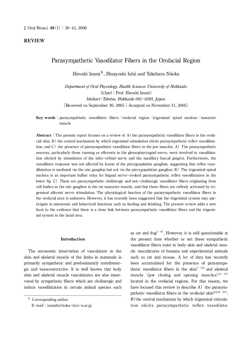Parasympathetic Vasodilator Fibers in the Orofacial Region