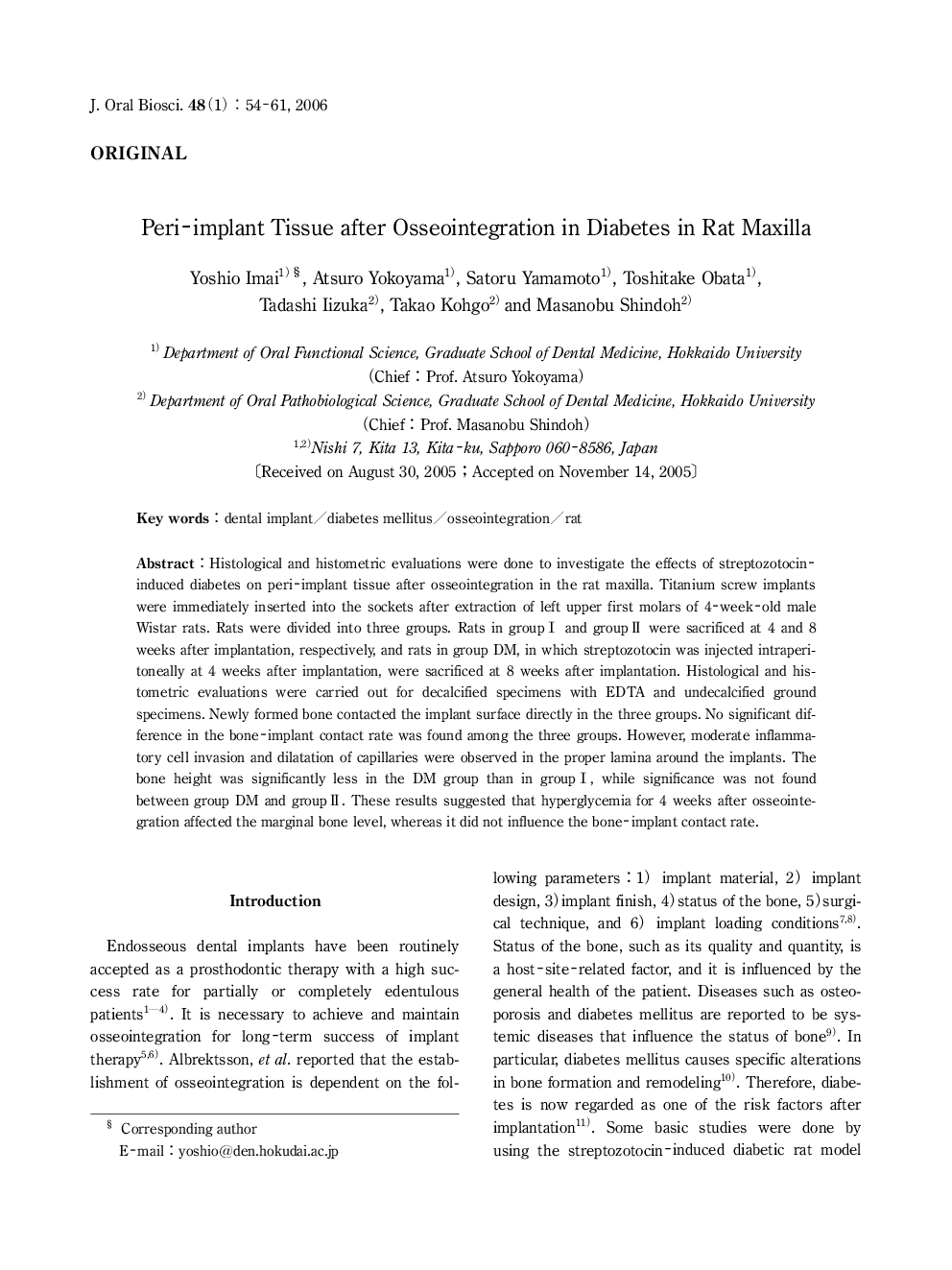 Peri-implant Tissue after Osseointegration in Diabetes in Rat Maxilla