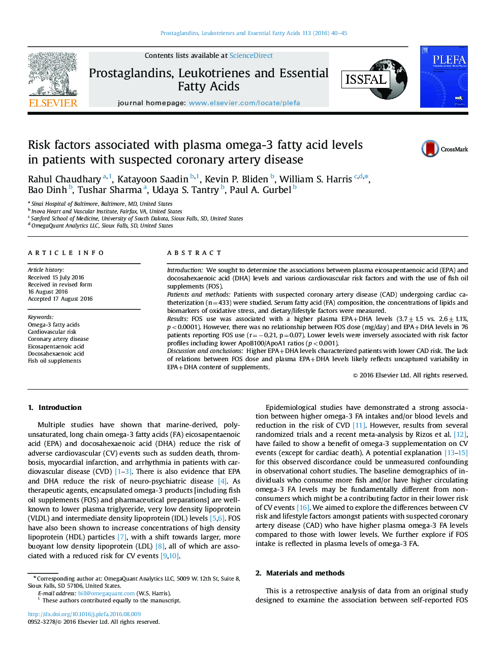 Risk factors associated with plasma omega-3 fatty acid levels in patients with suspected coronary artery disease