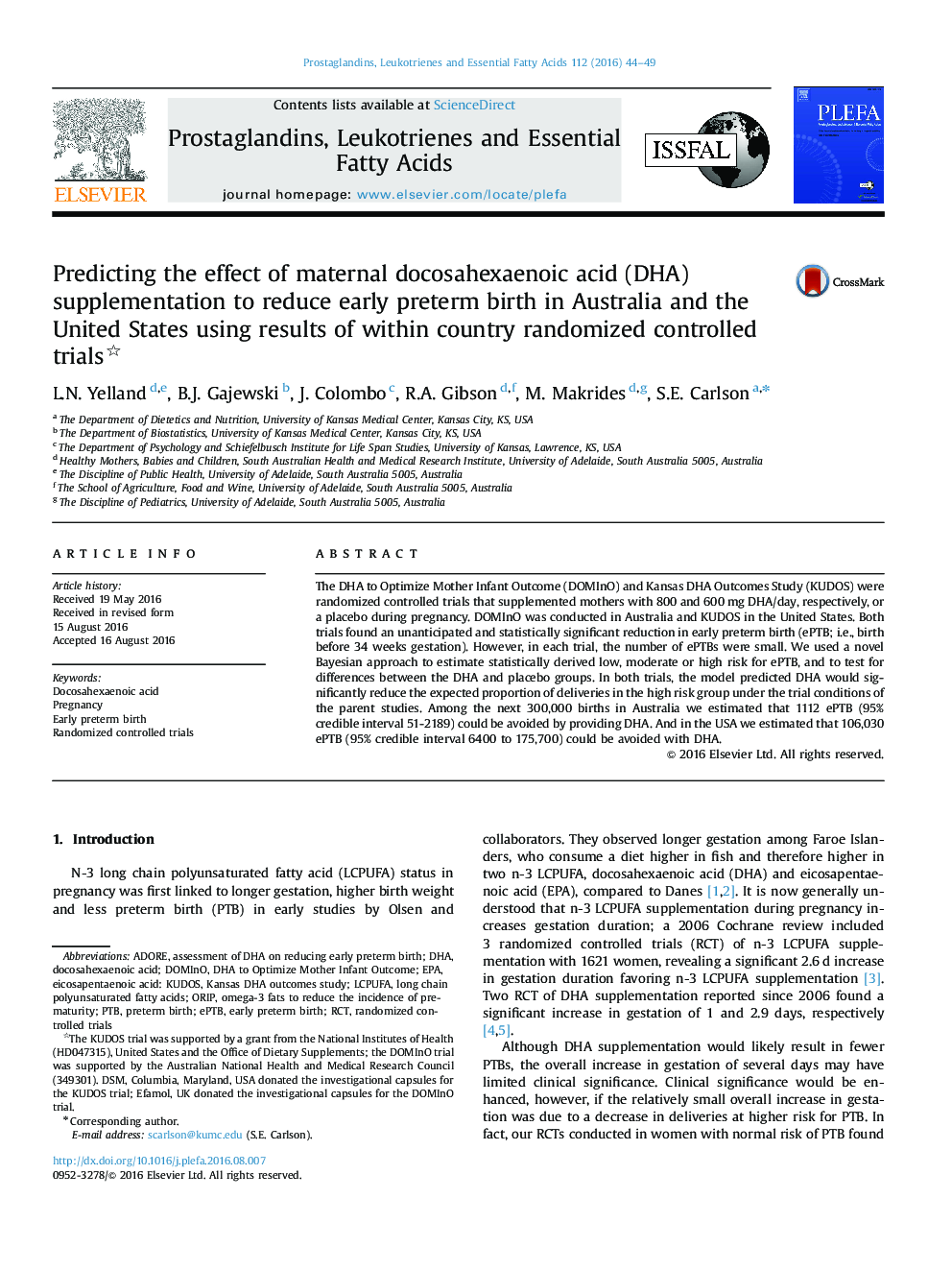 Predicting the effect of maternal docosahexaenoic acid (DHA) supplementation to reduce early preterm birth in Australia and the United States using results of within country randomized controlled trials 