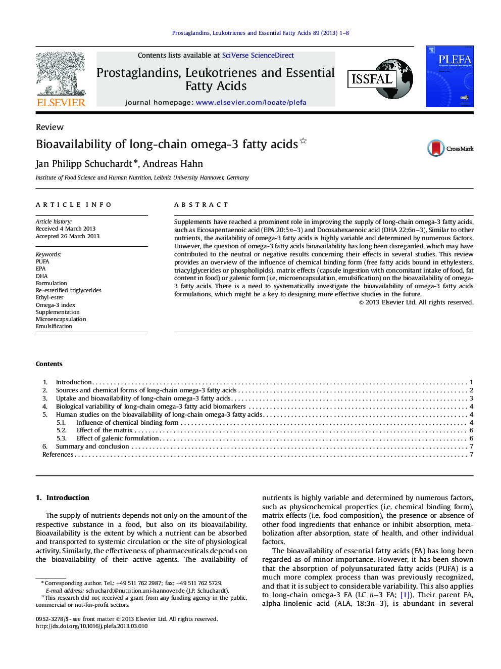 Bioavailability of long-chain omega-3 fatty acids 