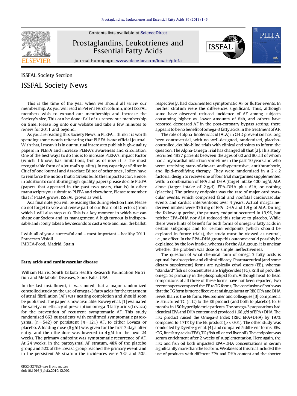 ISSFAL Society News