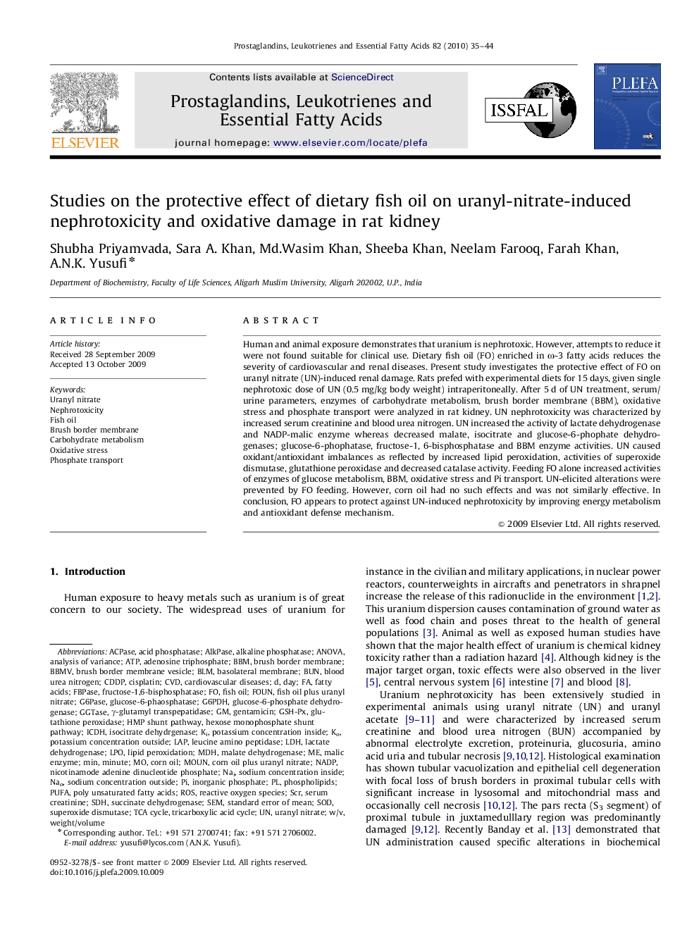 Studies on the protective effect of dietary fish oil on uranyl-nitrate-induced nephrotoxicity and oxidative damage in rat kidney