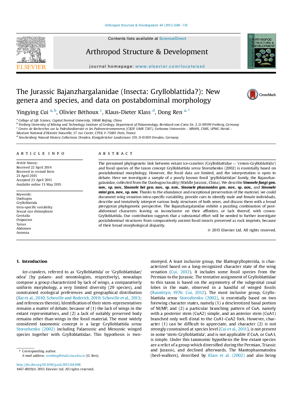 The Jurassic Bajanzhargalanidae (Insecta: Grylloblattida?): New genera and species, and data on postabdominal morphology