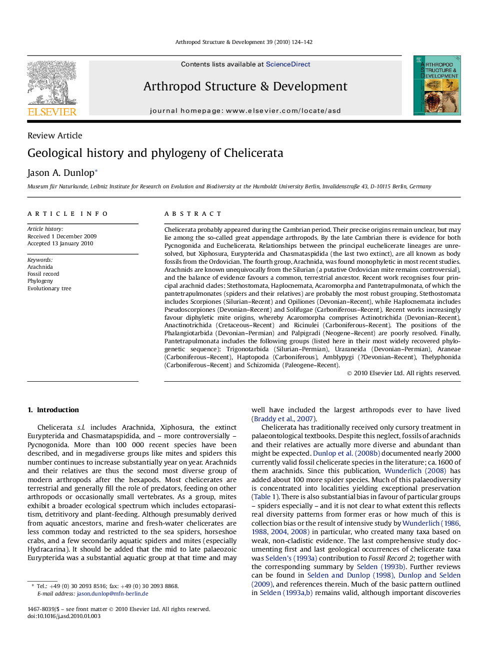 Geological history and phylogeny of Chelicerata