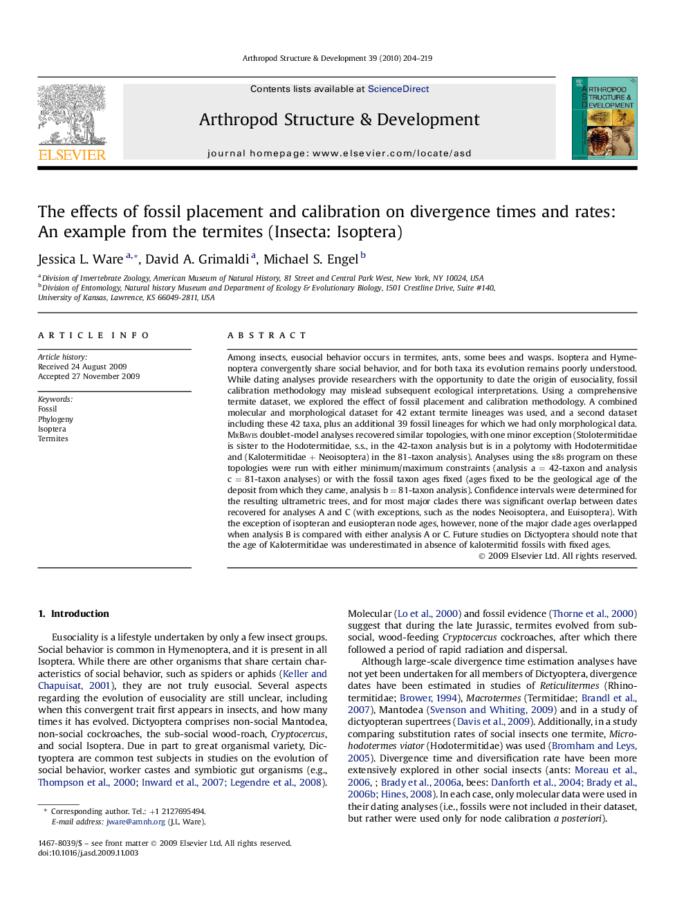 The effects of fossil placement and calibration on divergence times and rates: An example from the termites (Insecta: Isoptera)