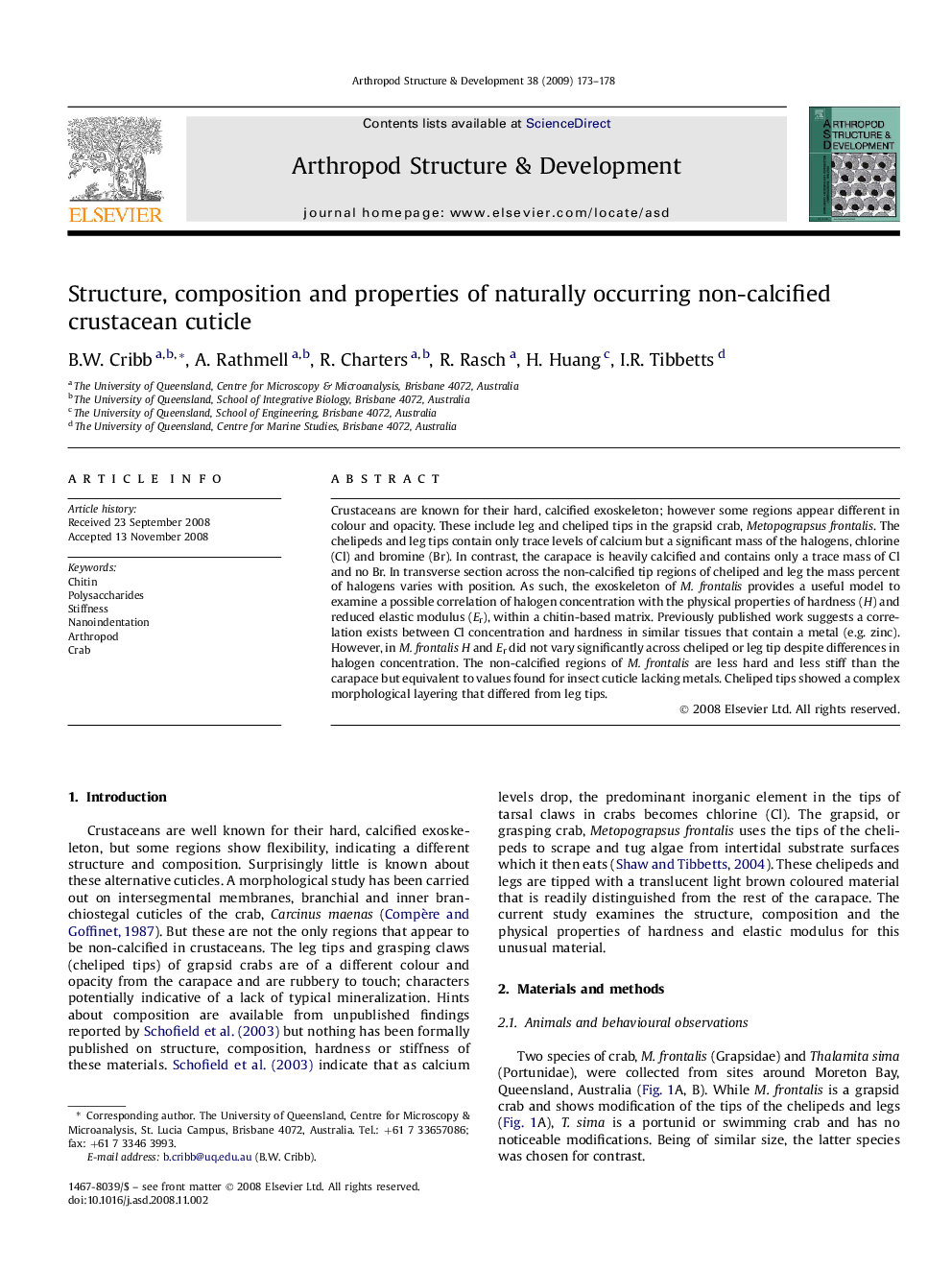 Structure, composition and properties of naturally occurring non-calcified crustacean cuticle