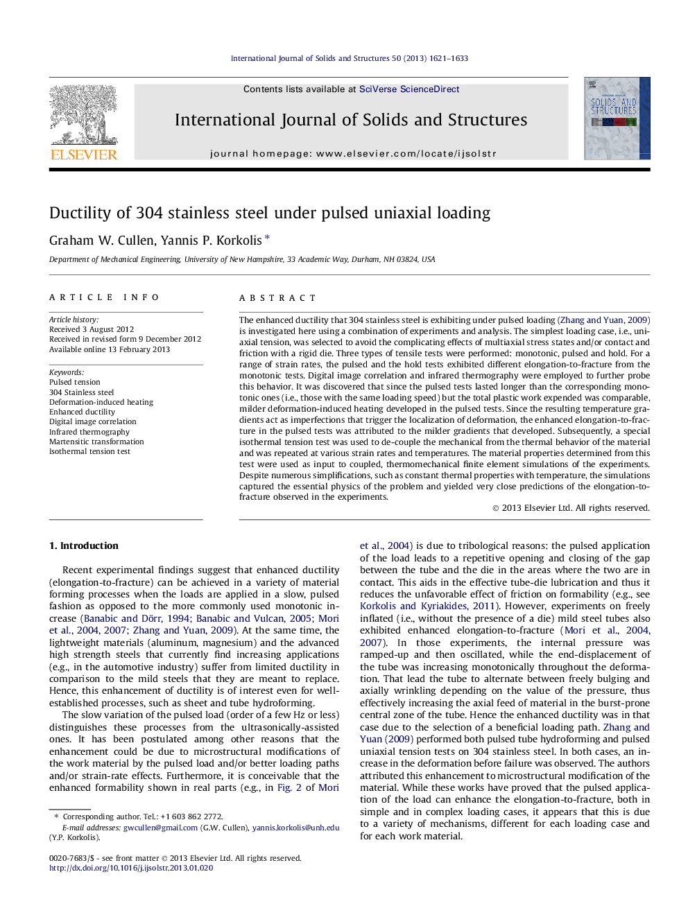 Ductility of 304 stainless steel under pulsed uniaxial loading