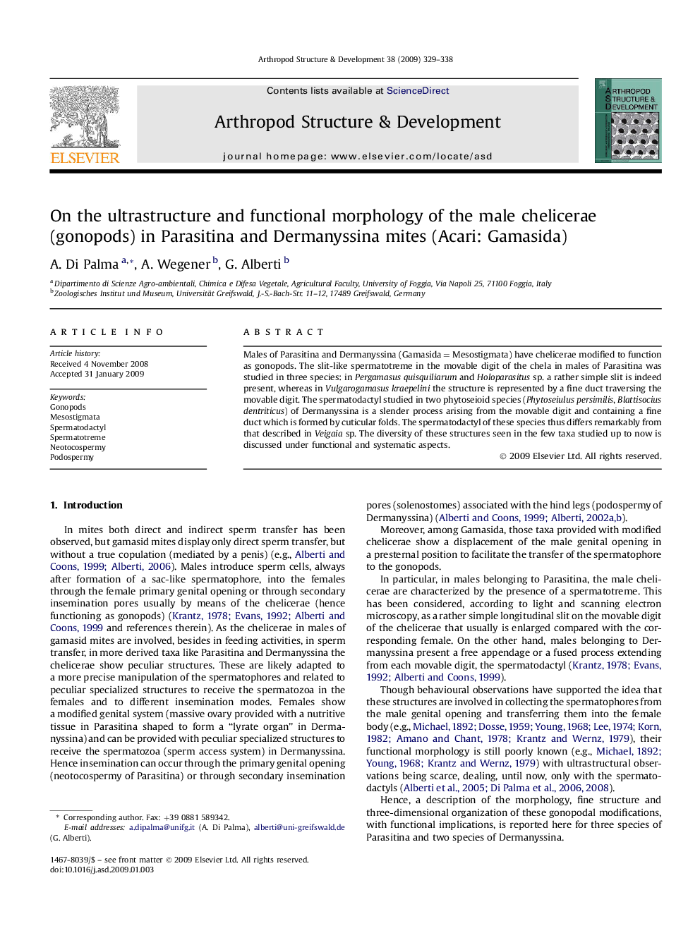 On the ultrastructure and functional morphology of the male chelicerae (gonopods) in Parasitina and Dermanyssina mites (Acari: Gamasida)