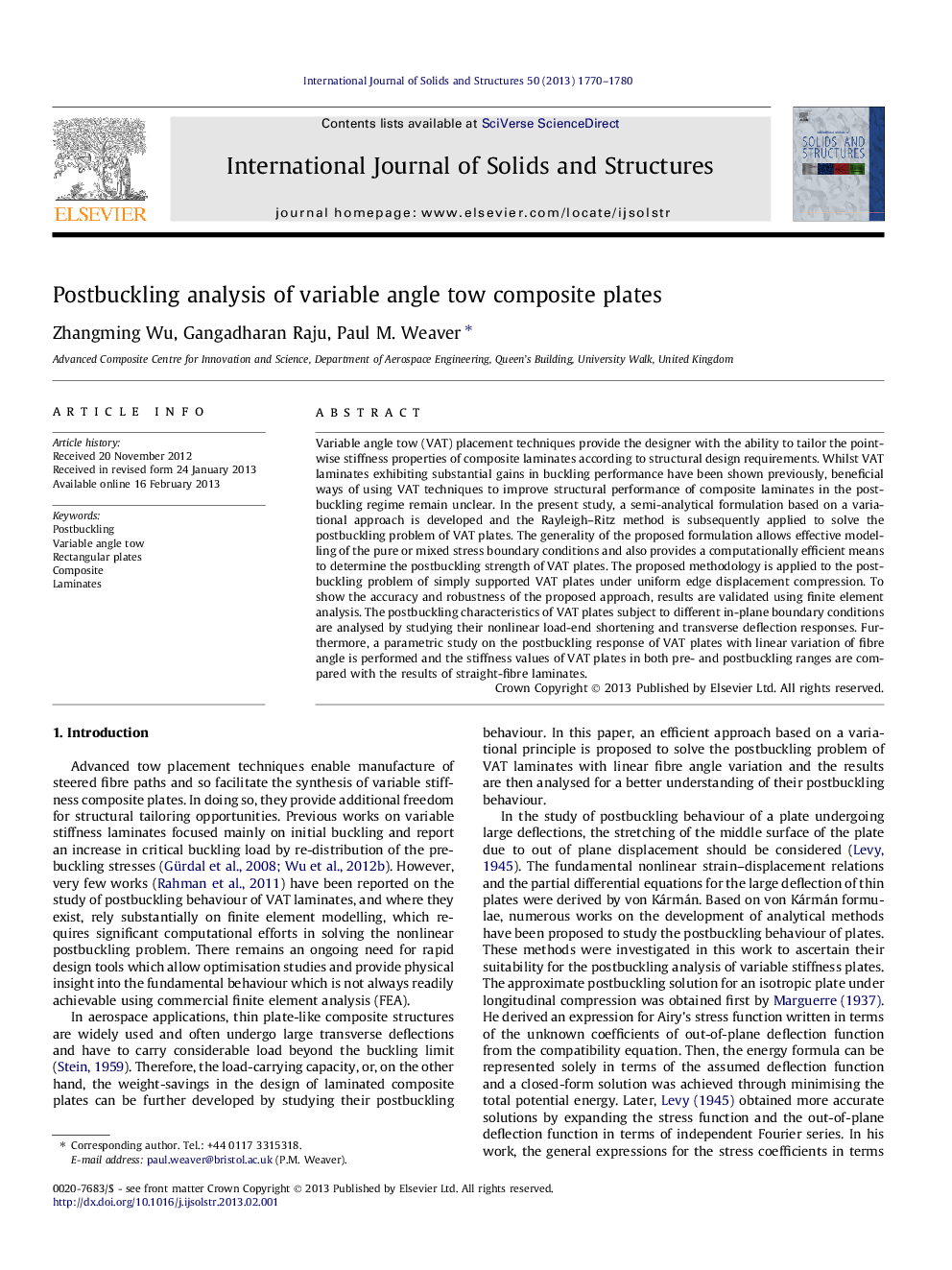 Postbuckling analysis of variable angle tow composite plates